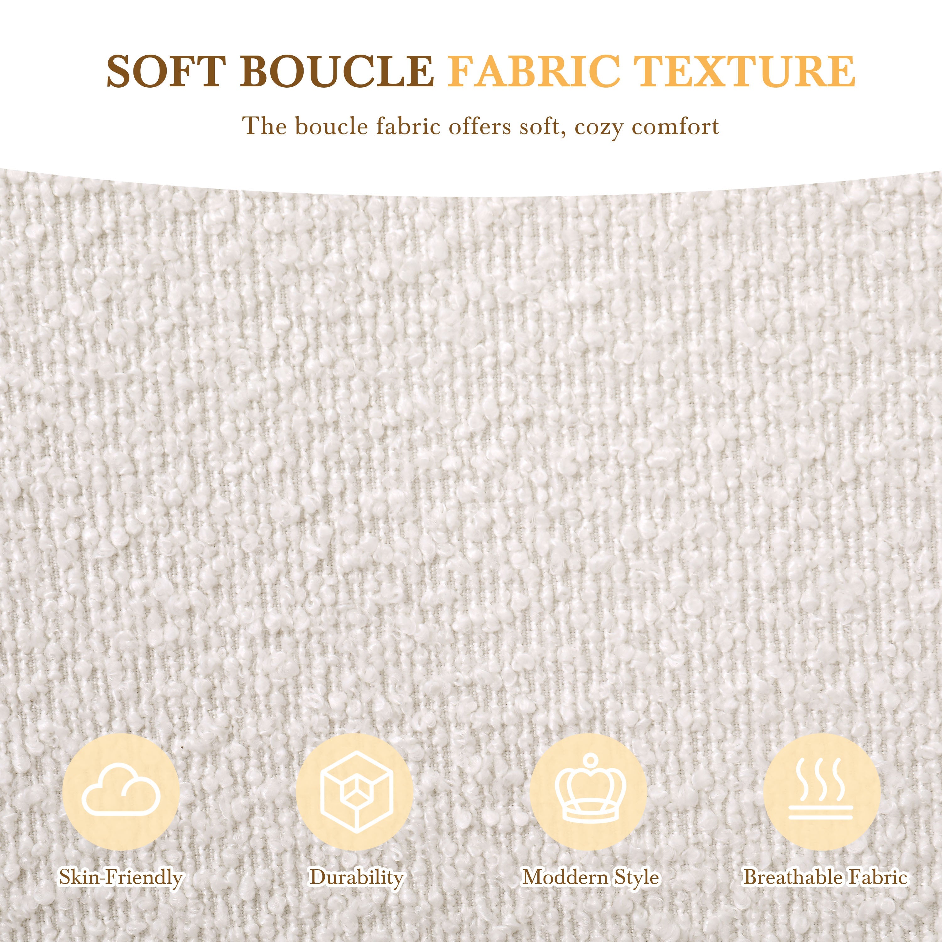 Ottoman Storage Bed Frame, Double Upholstered with Round Silhouette Arched Headboard, Warm White Boucle Fabric