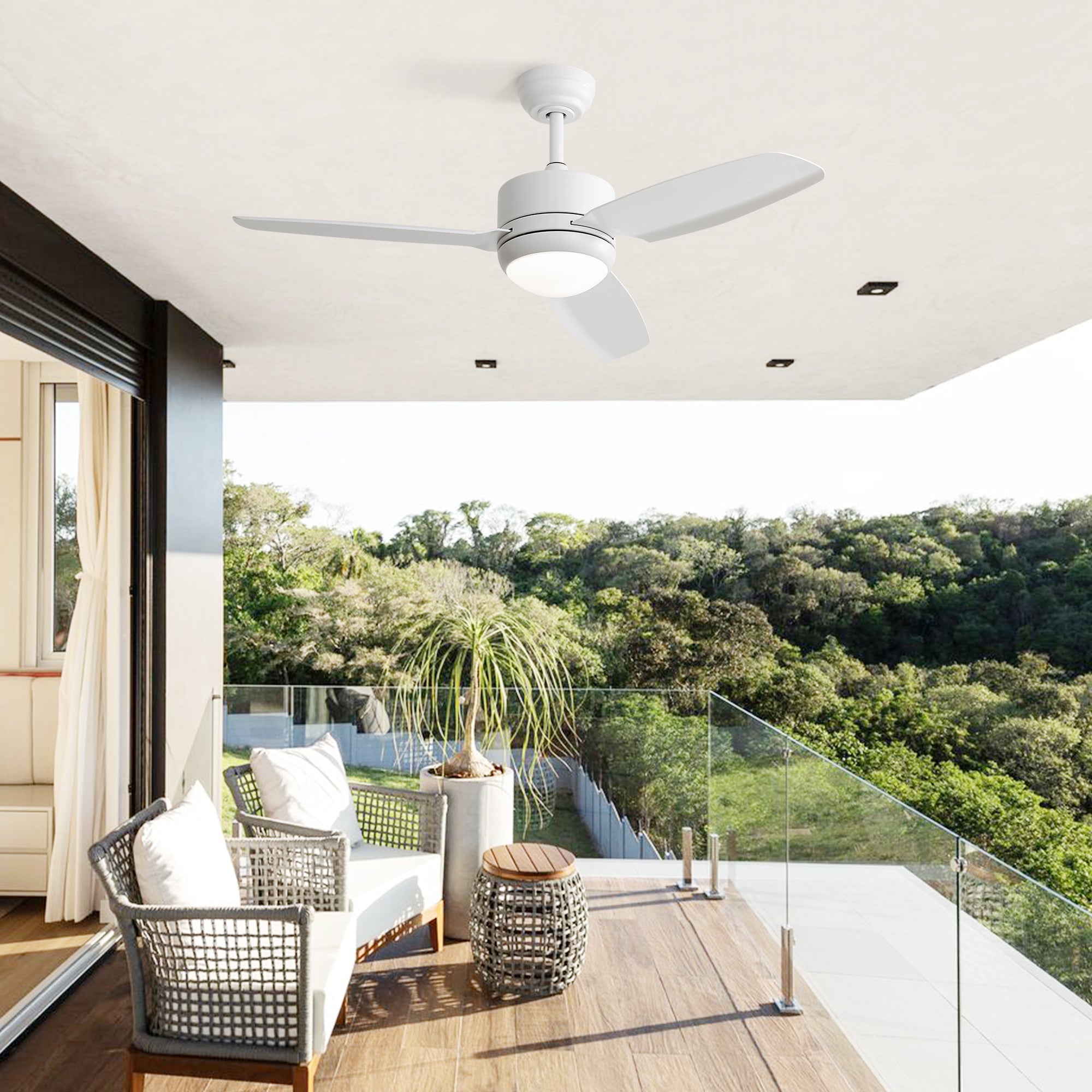46-inch LED Ceiling Fan, 6 Speeds, DC Motor, ABS Blades, White
