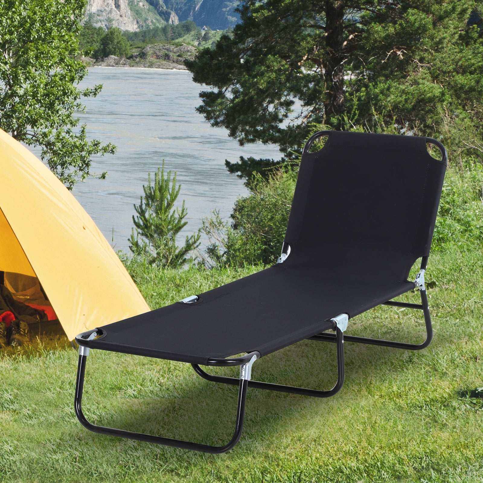 Sun Lounger Adjustable Backrest, Deck Chair, Camping, Garden/Balcony 188x56x28cm