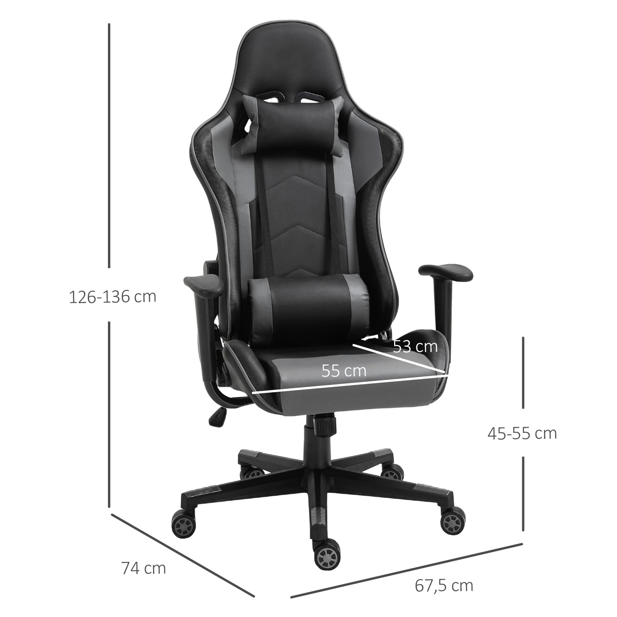 Vinsetto Office Gaming Swivel Chair, Ergonomic, Artificial Leather Black