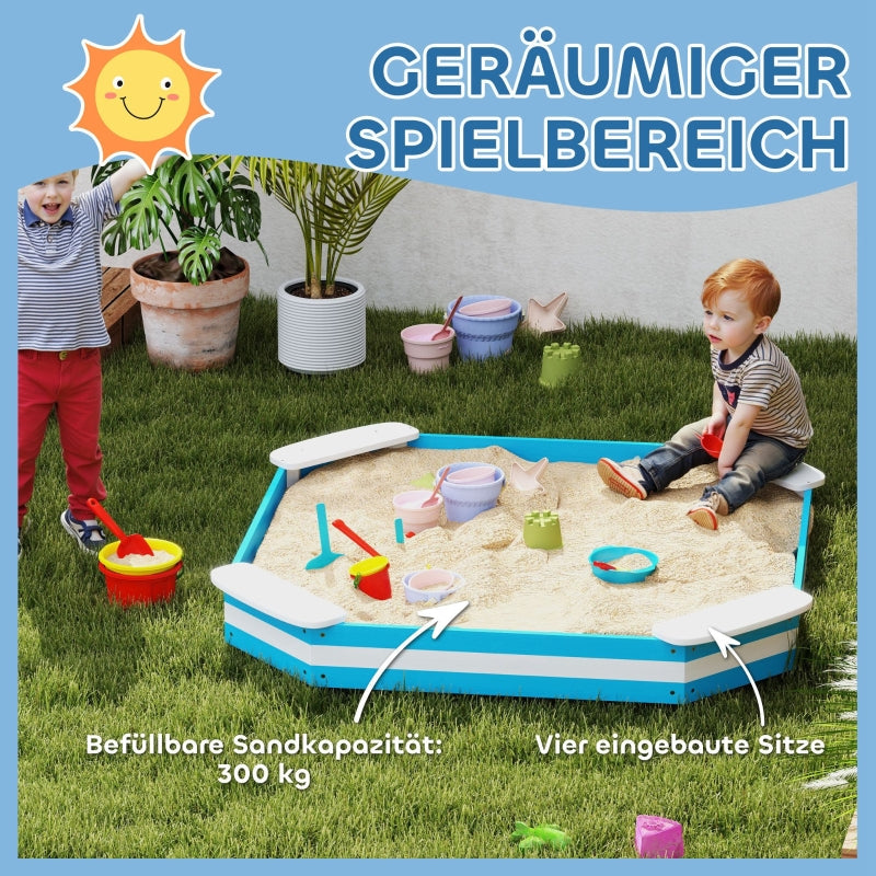 AIYAPLAY Sandpit, sandbox with 4 seats, spruce wood, blue