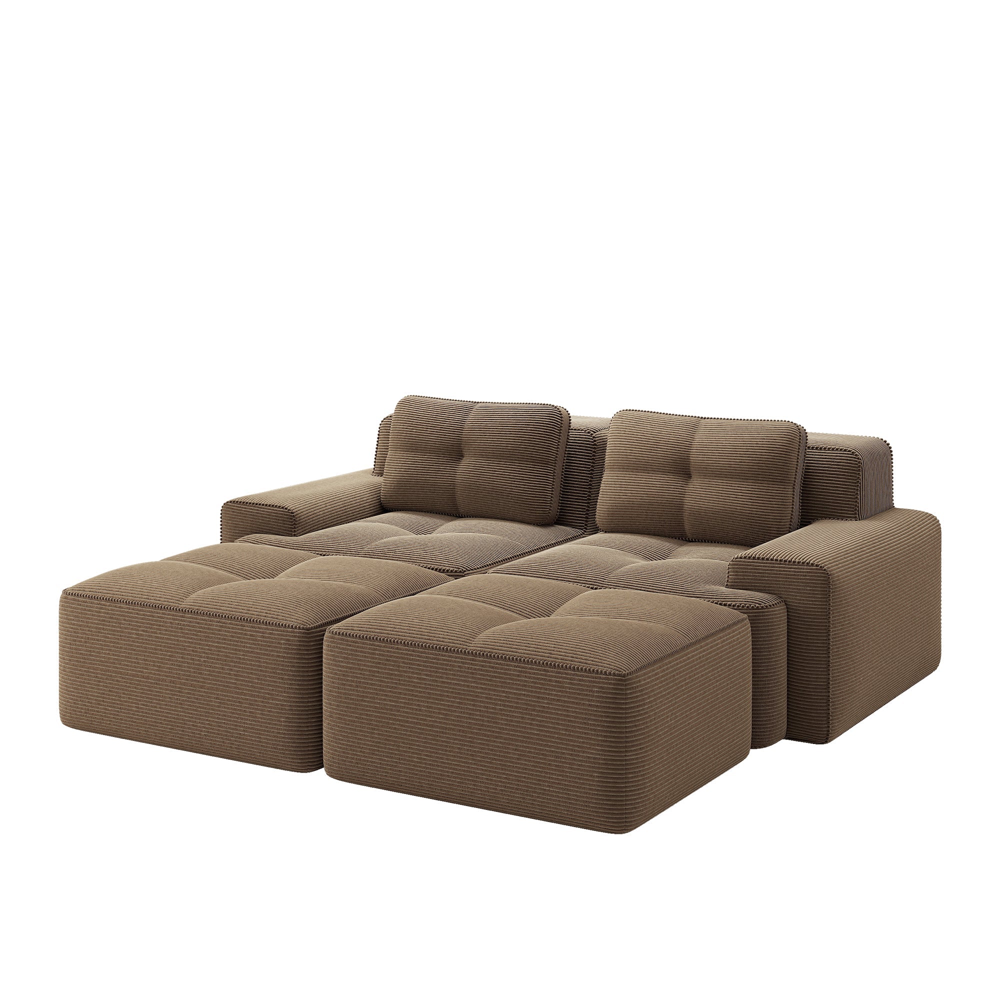 Cloud Modular Sofa U-Shaped Ottoman 2-Seater Deep Seat - Corduroy Brown