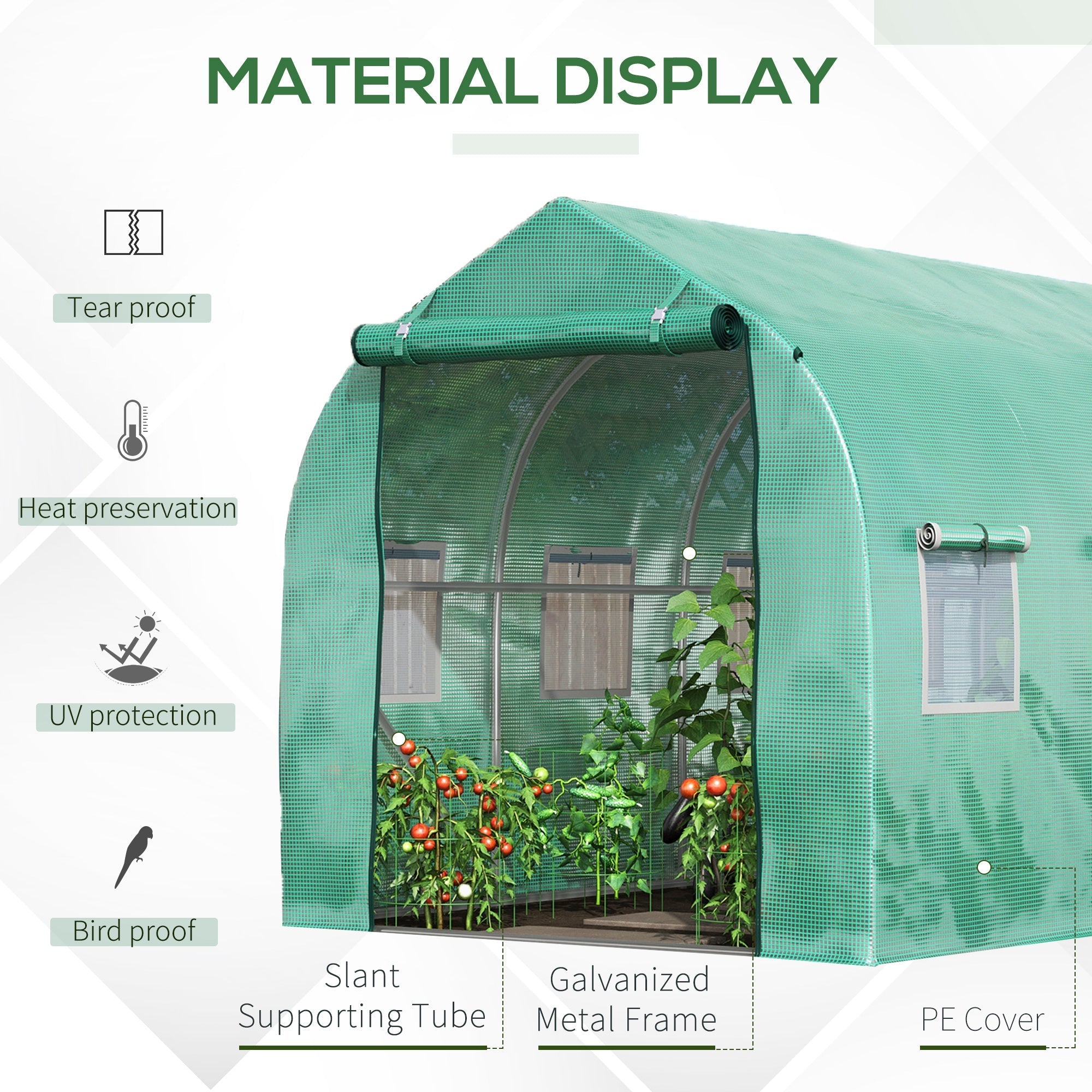Polytunnel Greenhouse, Walk-in with Windows & Door (3 x 2 M)