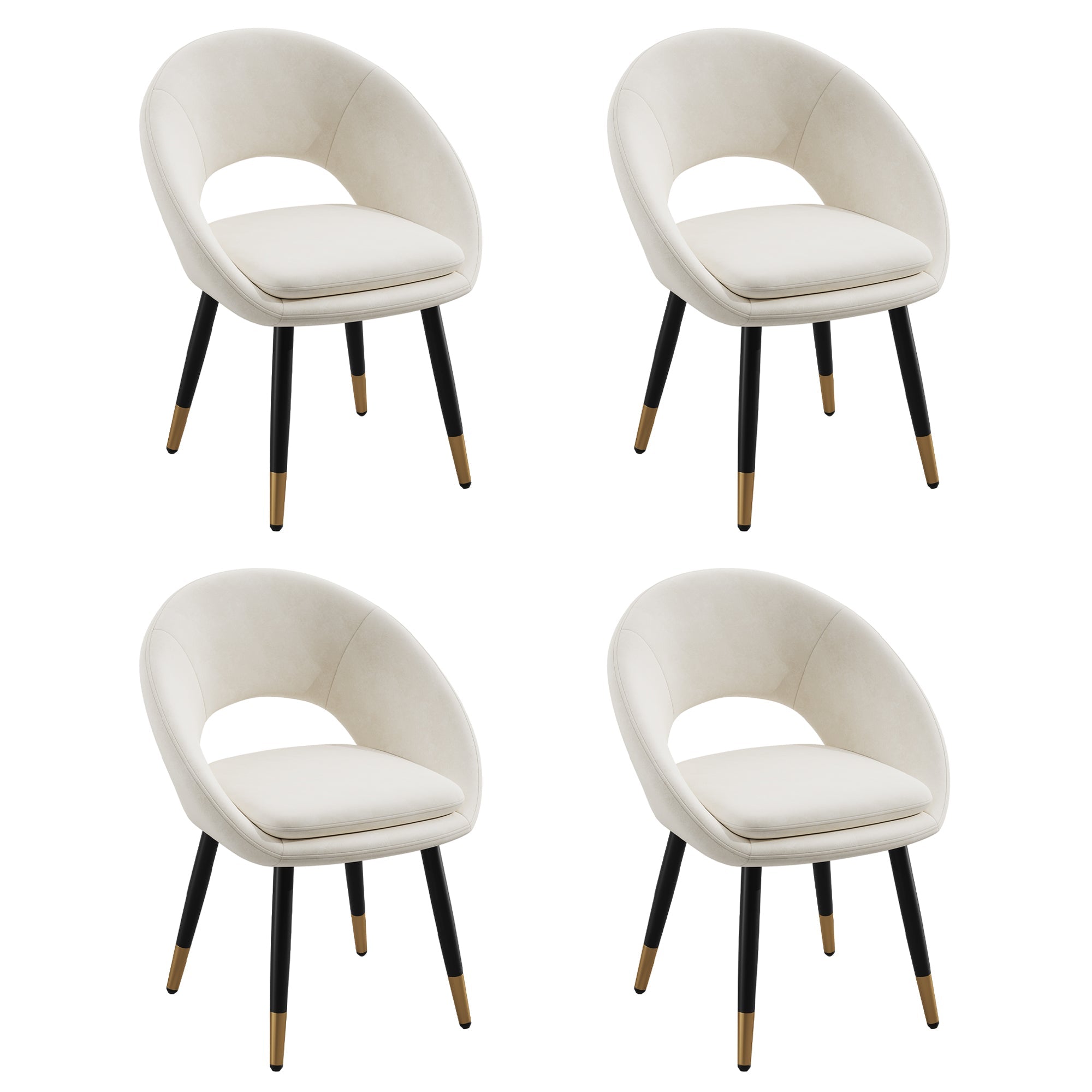 4 Dining Chairs with Comfortable and Breathable Seats, Beige Velvet Fabric