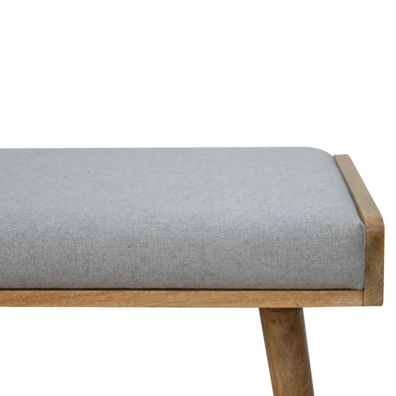 Solid Wood Footstool Upholstered Nordic Legs Grey/Brown
