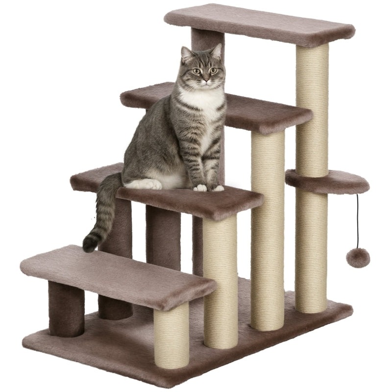 Pet Stairs Scratching Post, 4-Step for Animals up to 5 kg, Brown