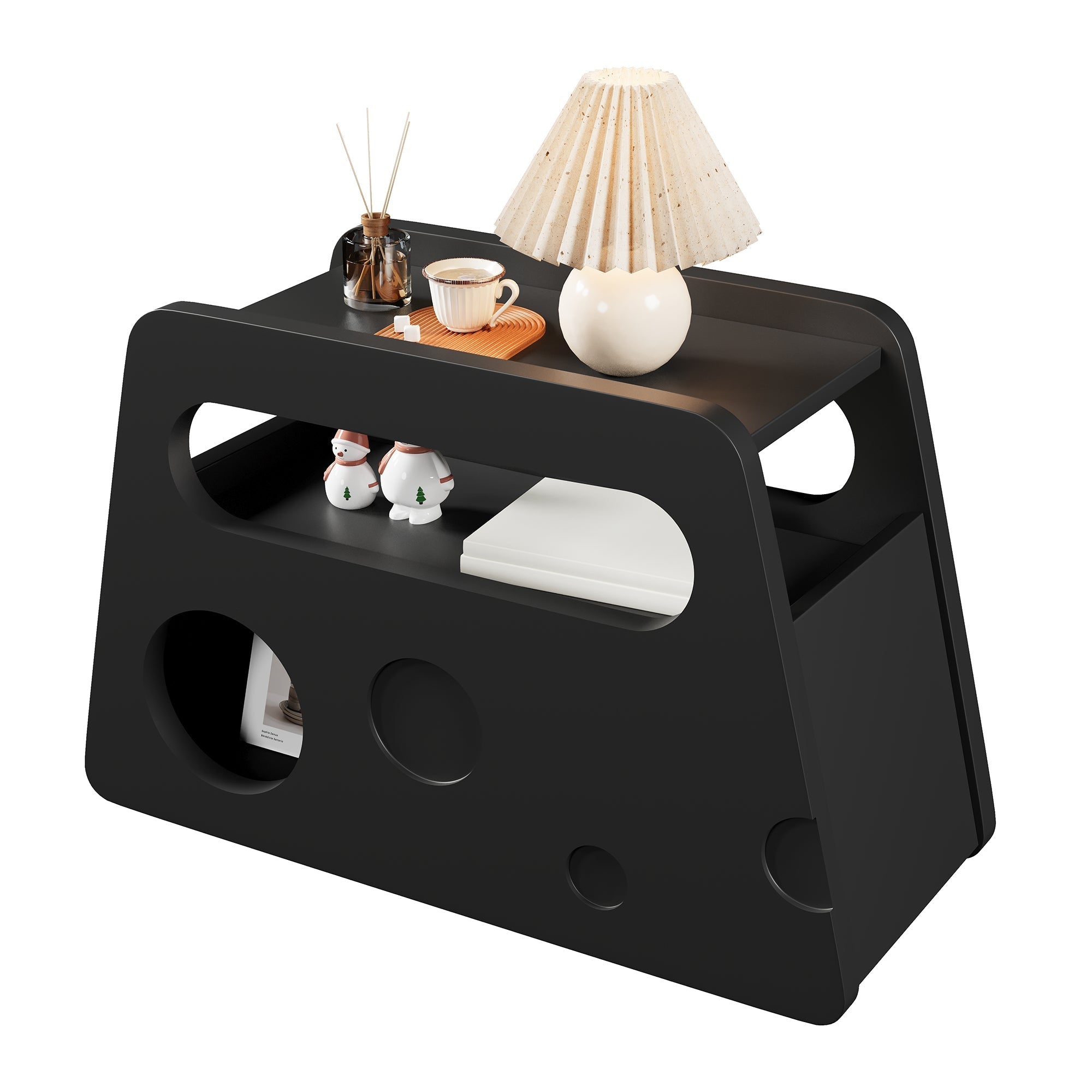 Sideboard, Mobile Space-Saving Side Table, Black