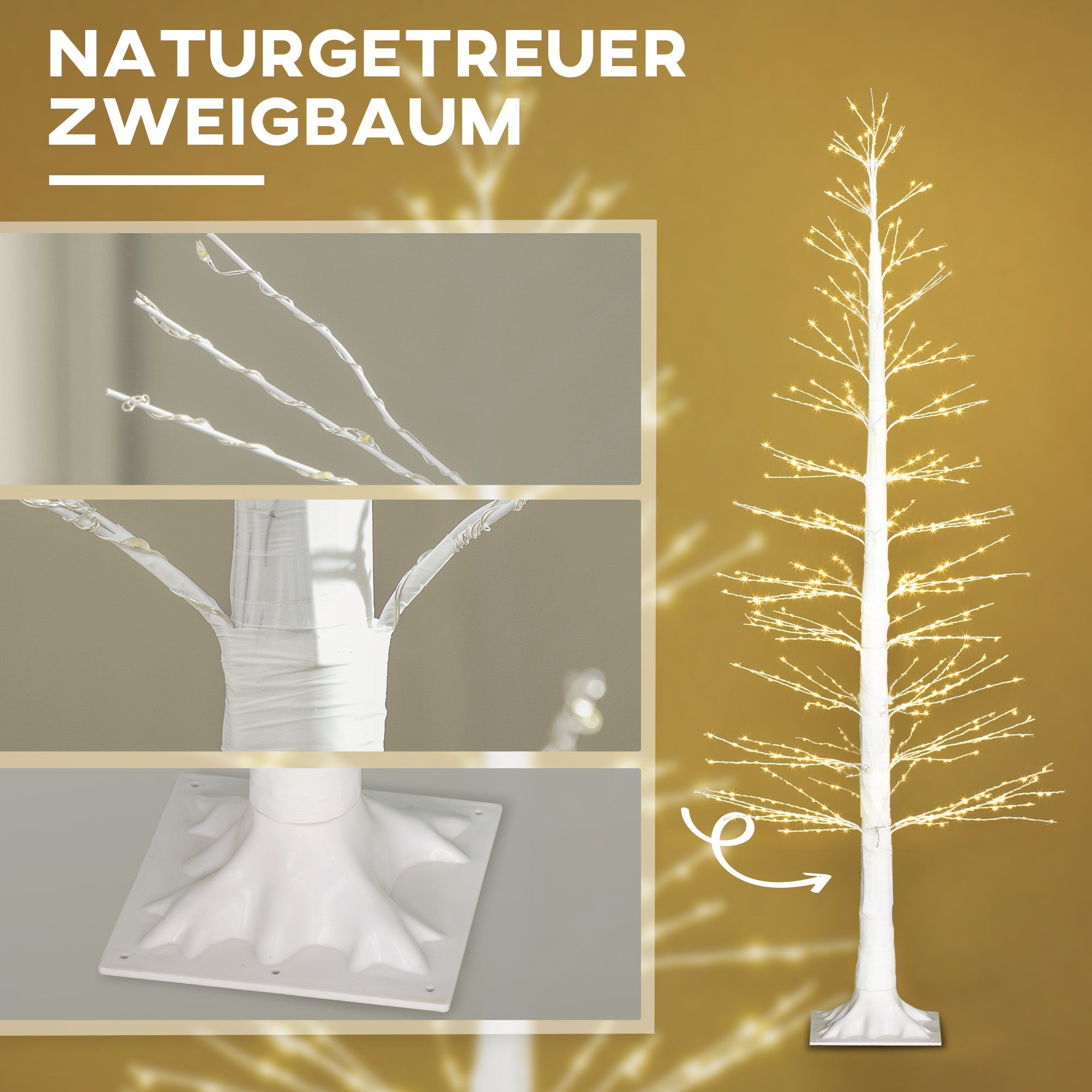 Artificial Light Tree, 180cm, 810 LEDs, Indoor Outdoor, White