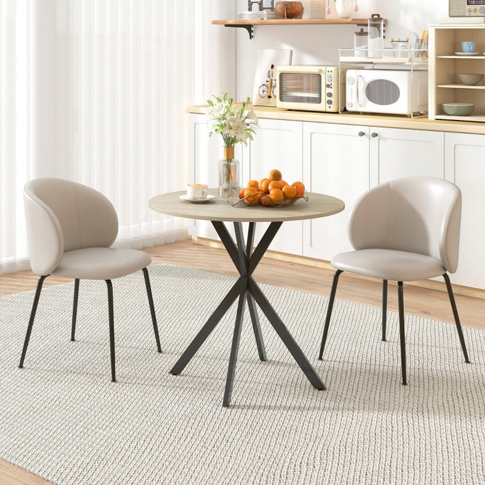 Dining Table, Round Kitchen Table 2 People Industrial Style, Oak