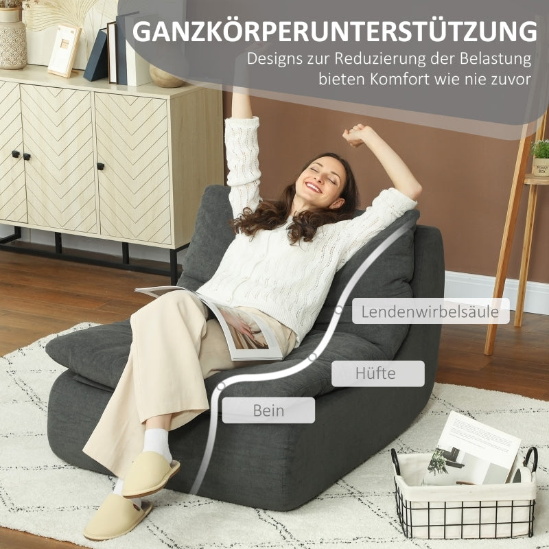 Floor Chair - One-Piece Ultra-High-Density Foam, Washable Cover, Gray
