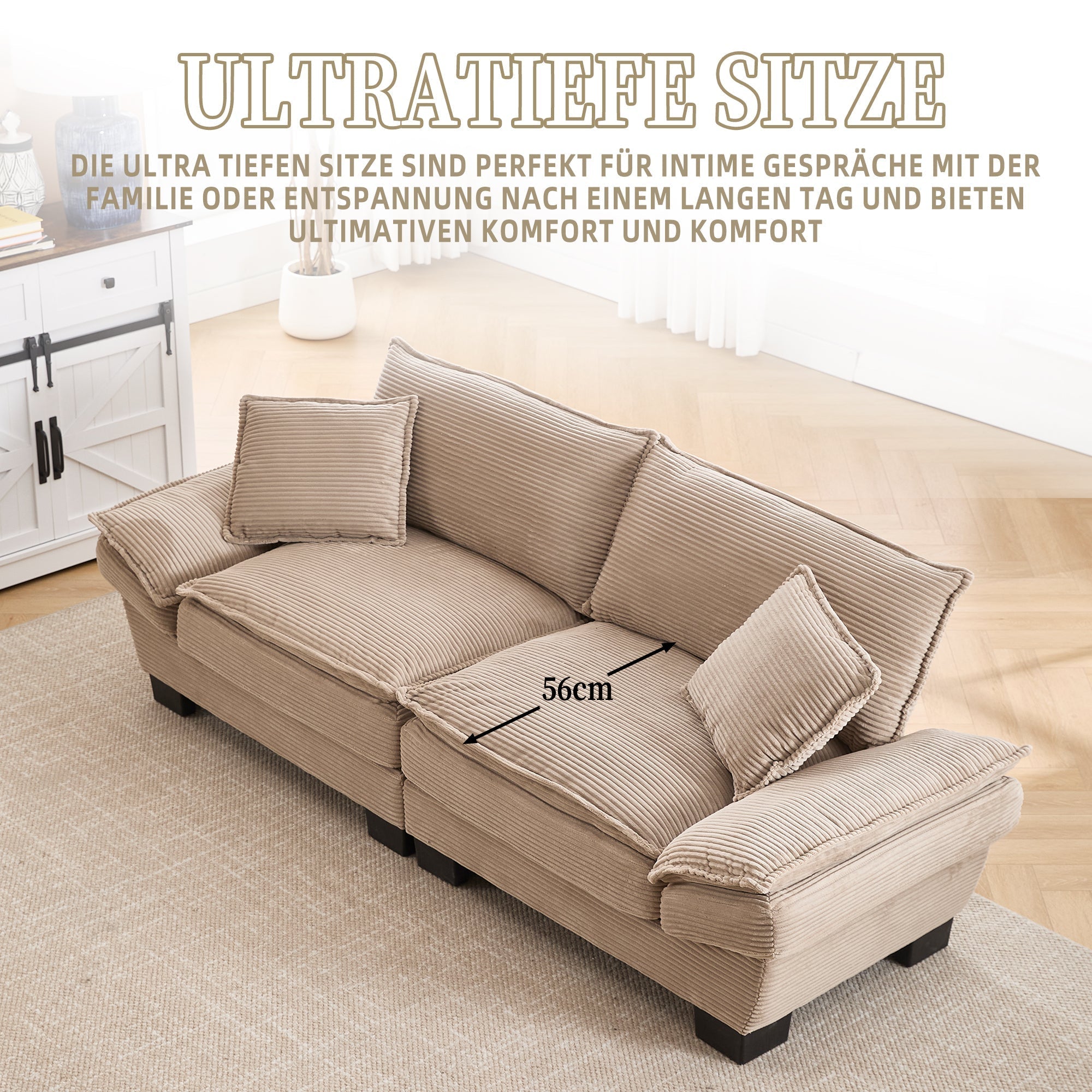 Double Sofa Modern Simple Feather Bed Cozy Khaki