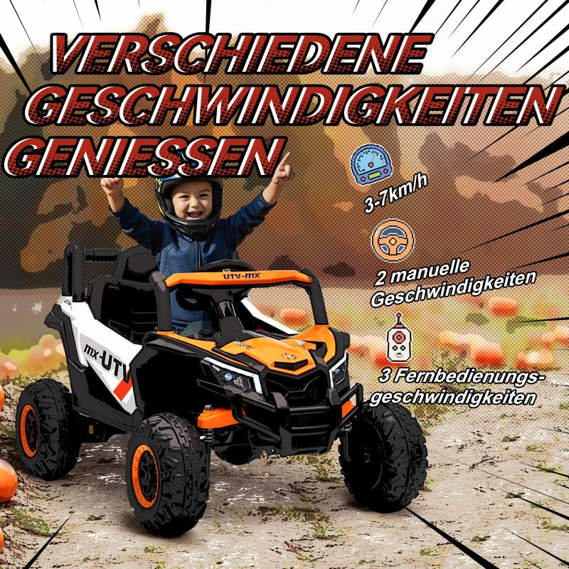 Kids Electric Ride-On Car with Remote Control, LED Lights and USB, Orange