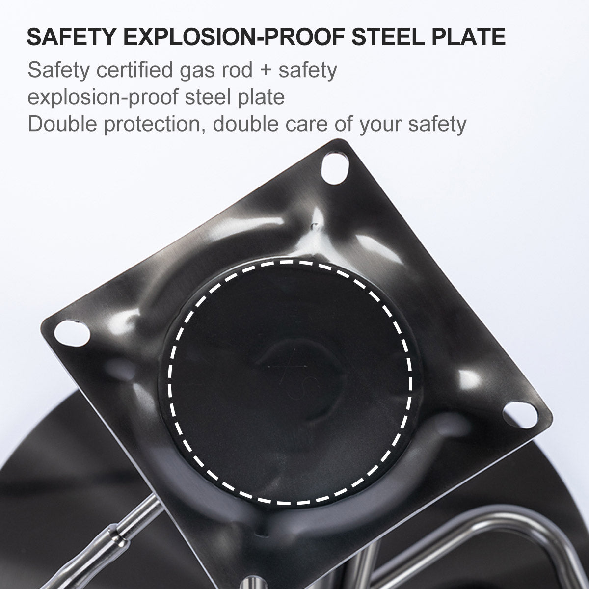 Bar Stools Swivel Adjustable Height Leather Backrest - Black Stainless Steel