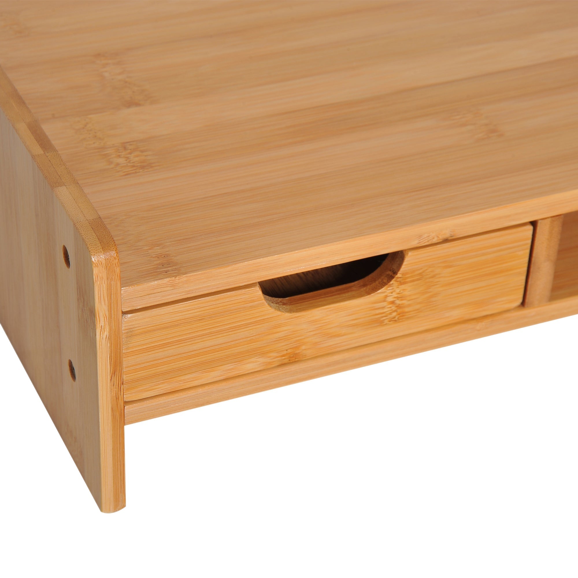 Monitor Stand Screen Desk Organizer with Drawers, Natural Bamboo