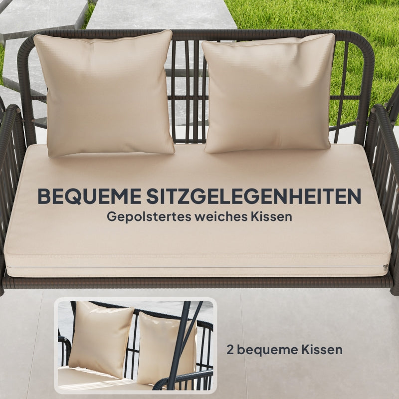 Hollywood Swing 2-Seater Garden Swing with Adjustable Sunroof Cushion Khaki