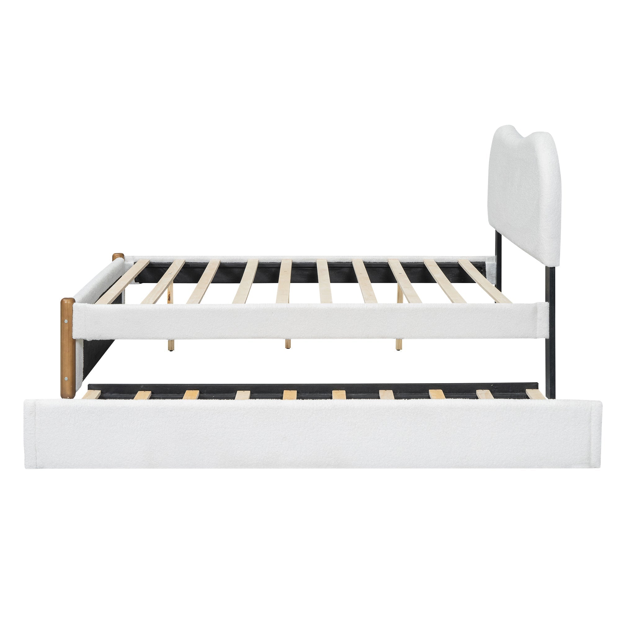 Upholstered Bed 140x200cm Pull-out Rollaway Bed - White