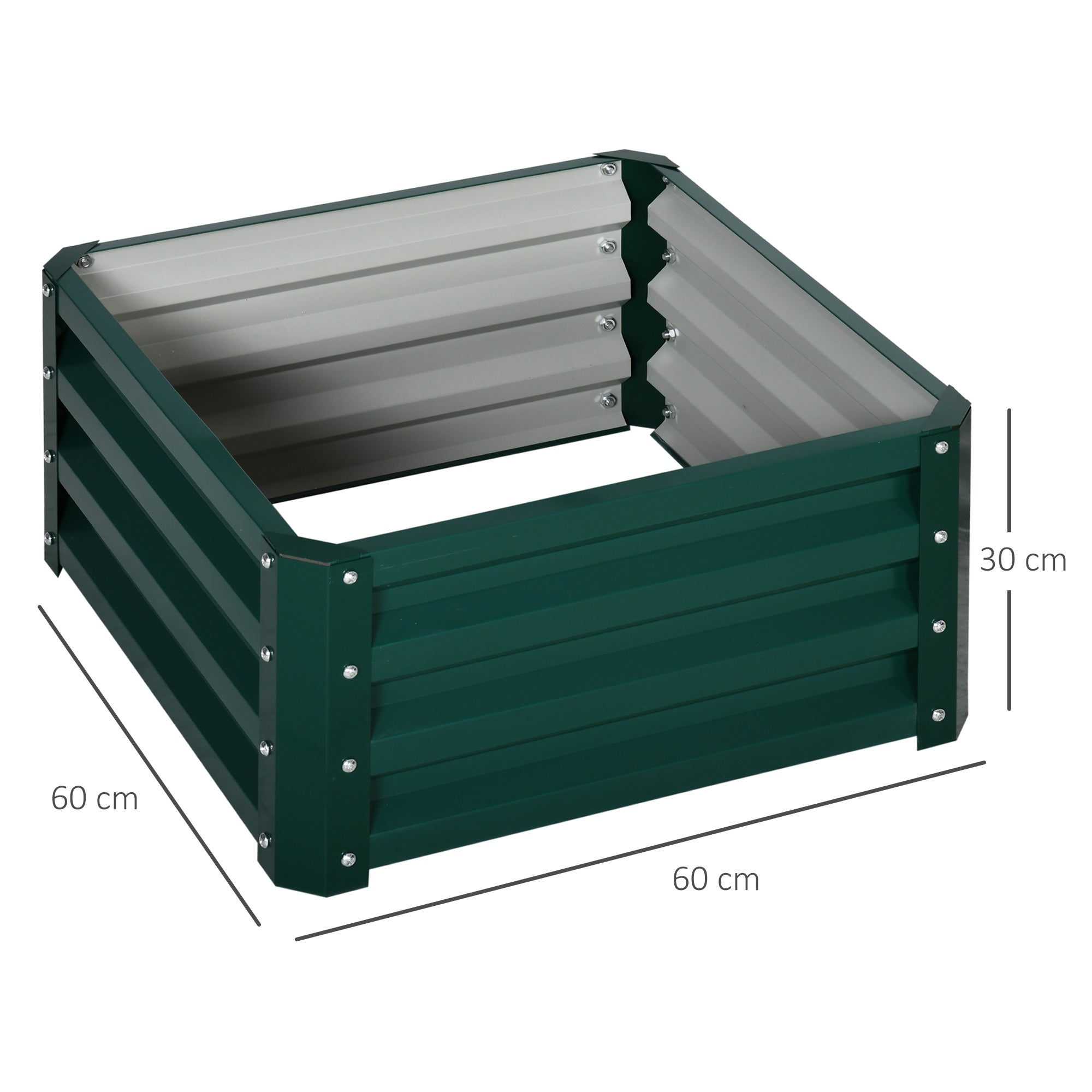 Planter Boxes, 60 x 60cm, Steel, Green