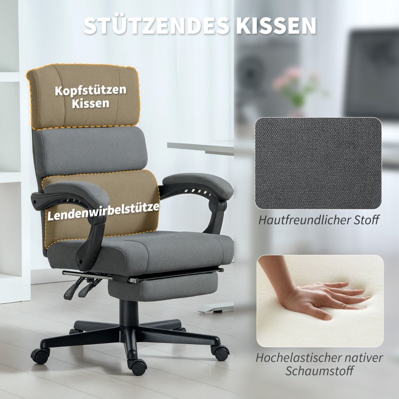 Office Chair Upholstered Velvet Adjustable Height Casters - Grey