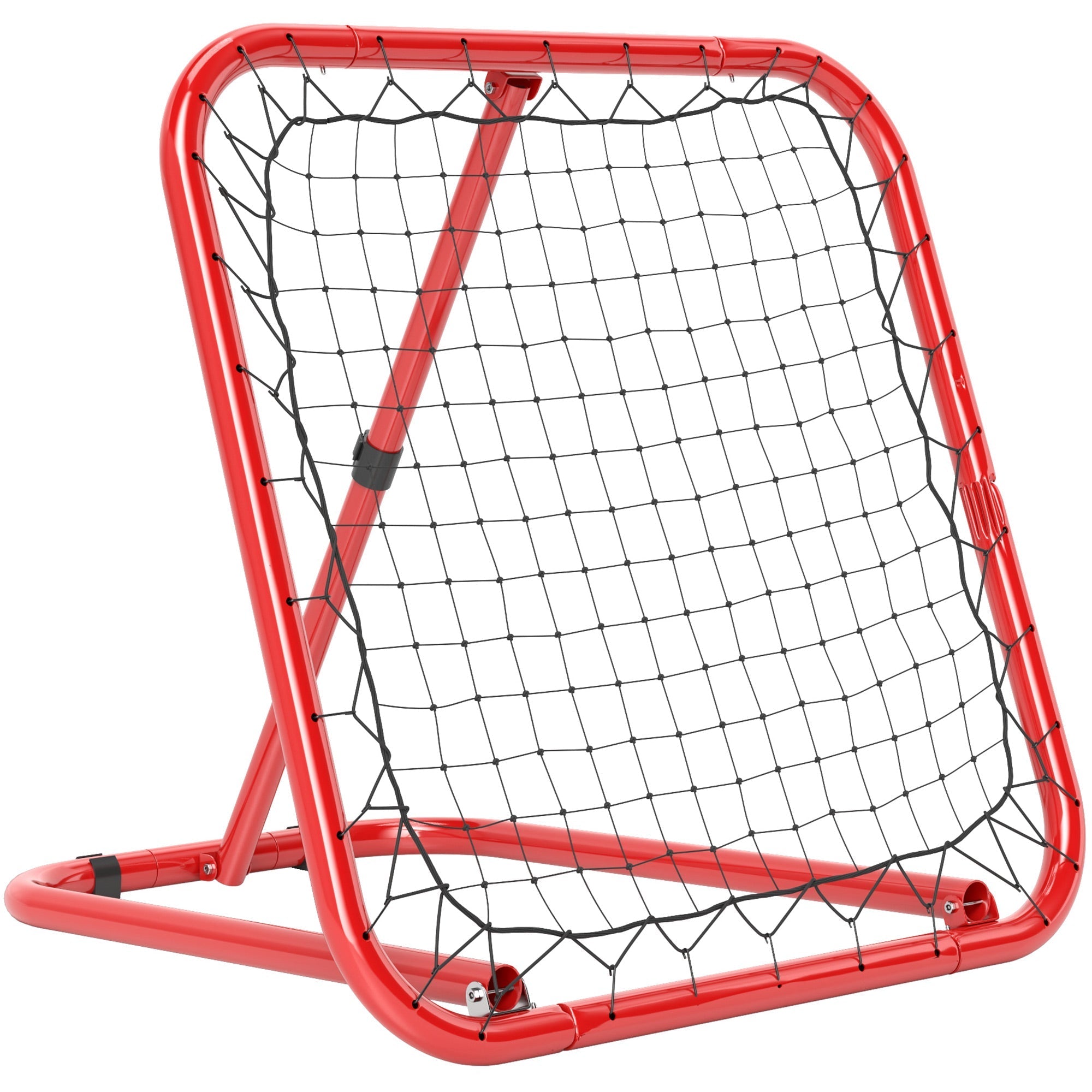 rebounder for soccer, foldable 63 x 63 cm adjustable goal kicker, metal red