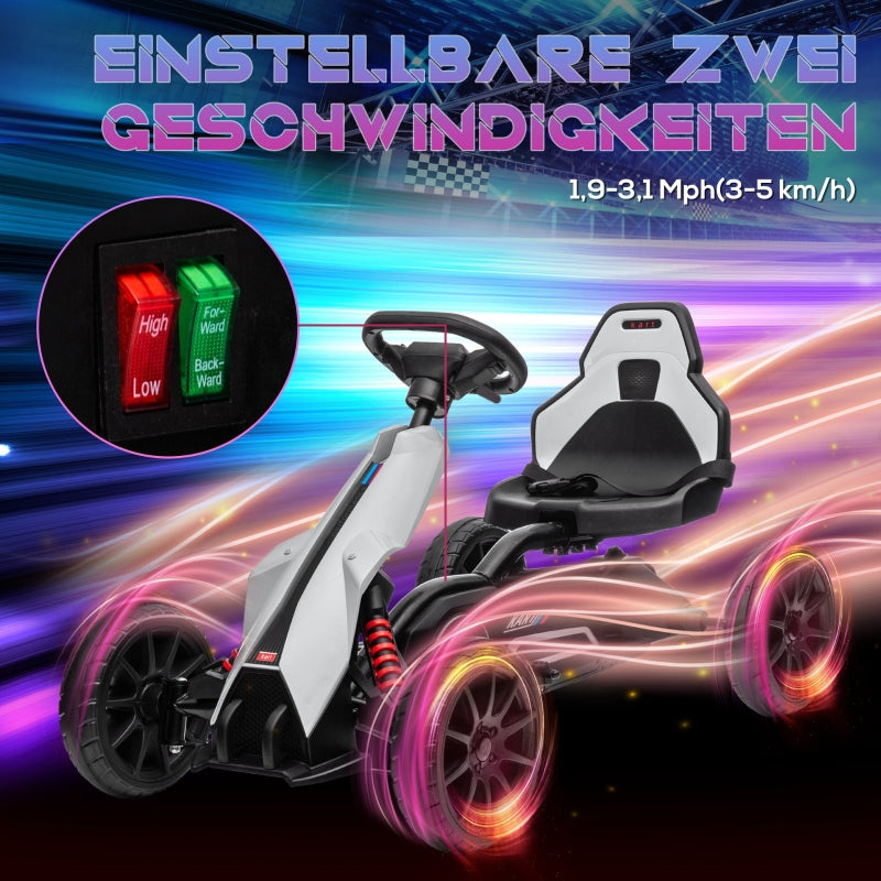 Children's Electric Go-Kart 12V Drift Kart with Adjustable Mode, Safety Belt, White