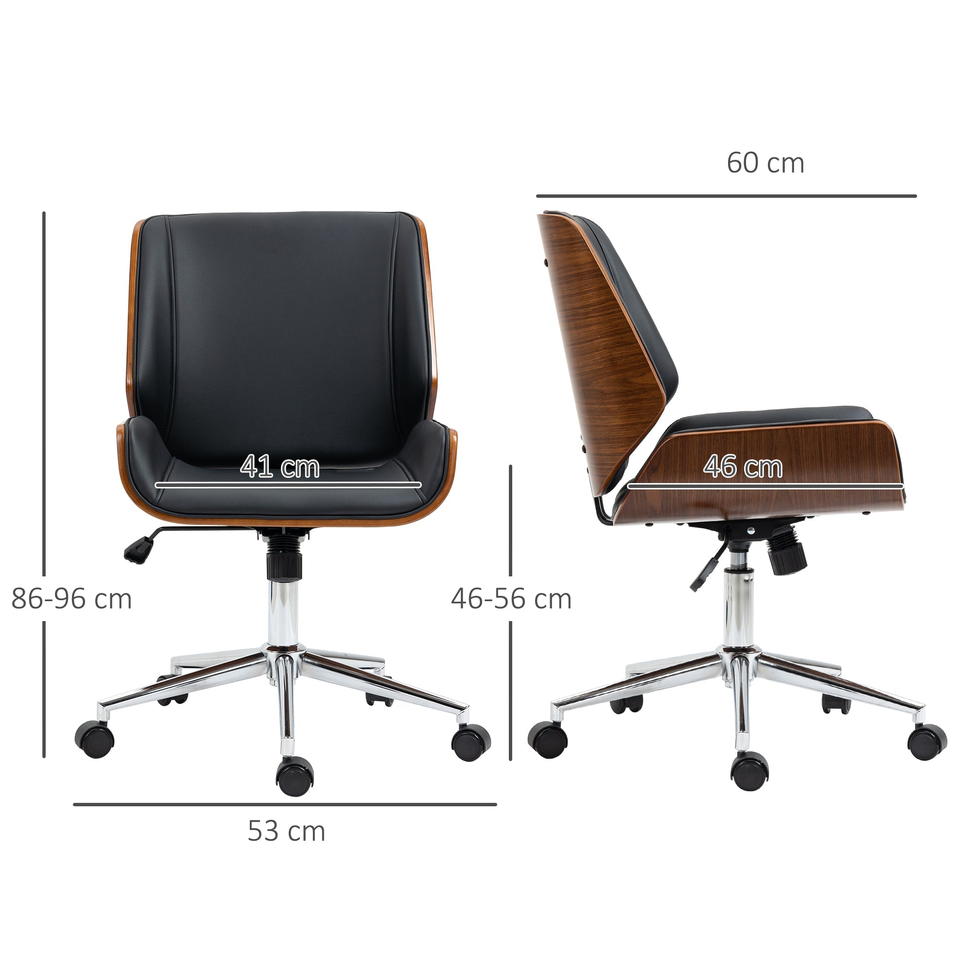 Vinsetto Office Chair, Height-Adjustable Swivel Tilt, Black