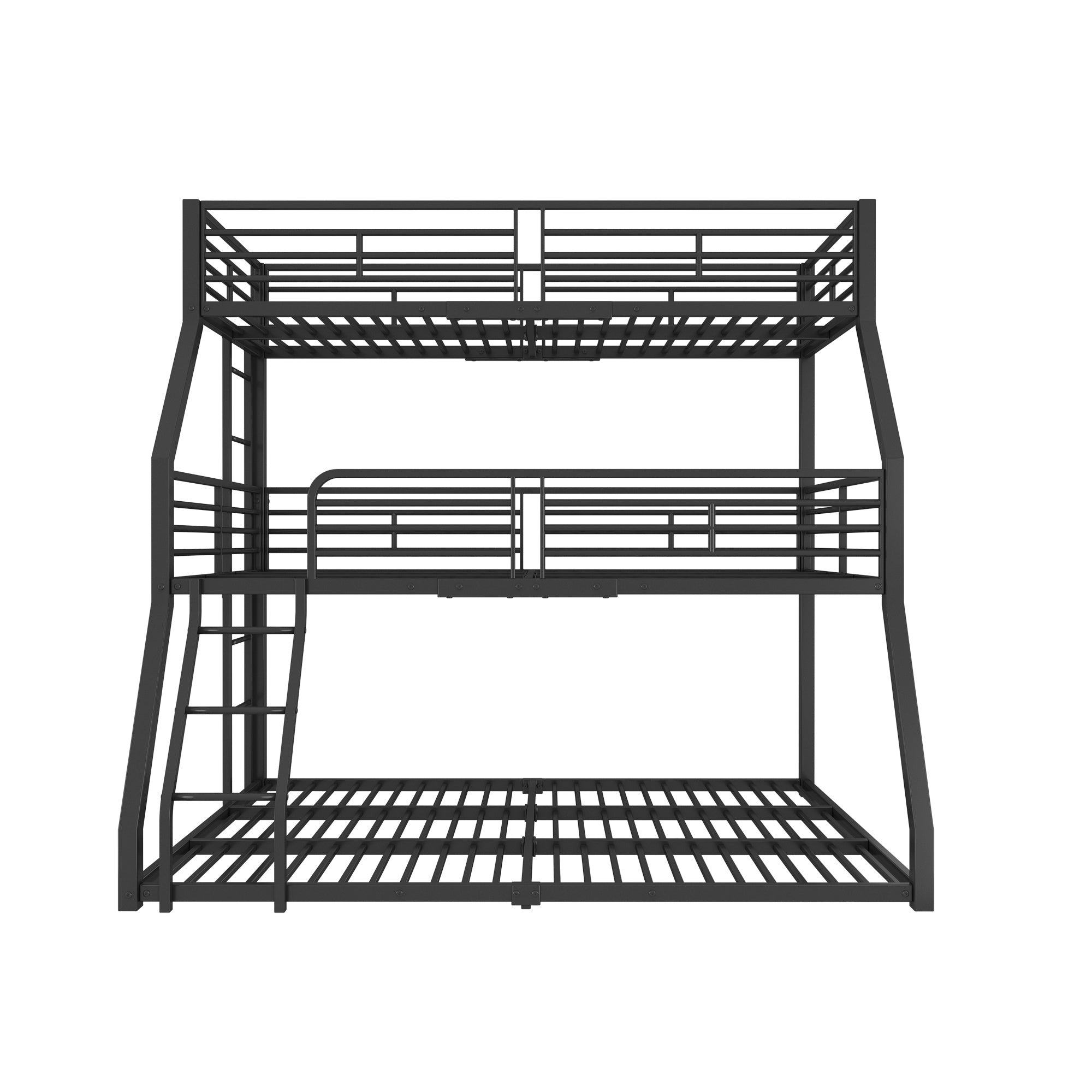 Triple Bunk Bed 90/120/140x200cm Metal Frame - Black