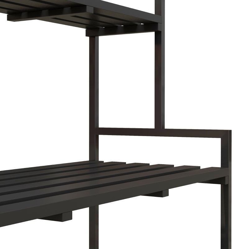 Flower Stand 3 Tiers 6 Hooks Indoor & Outdoor Metal Black