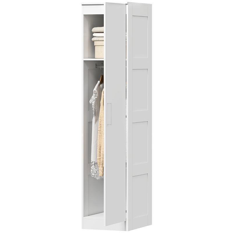 Wardrobe Multi-Purpose Cabinet, Clothes Rail, Shelf, Soft-Close Door, White