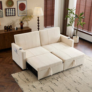 Pull Out Sofa Bed - 207cm King Size Independent, Convertible Fabric, with Cup Holders & Side Pockets