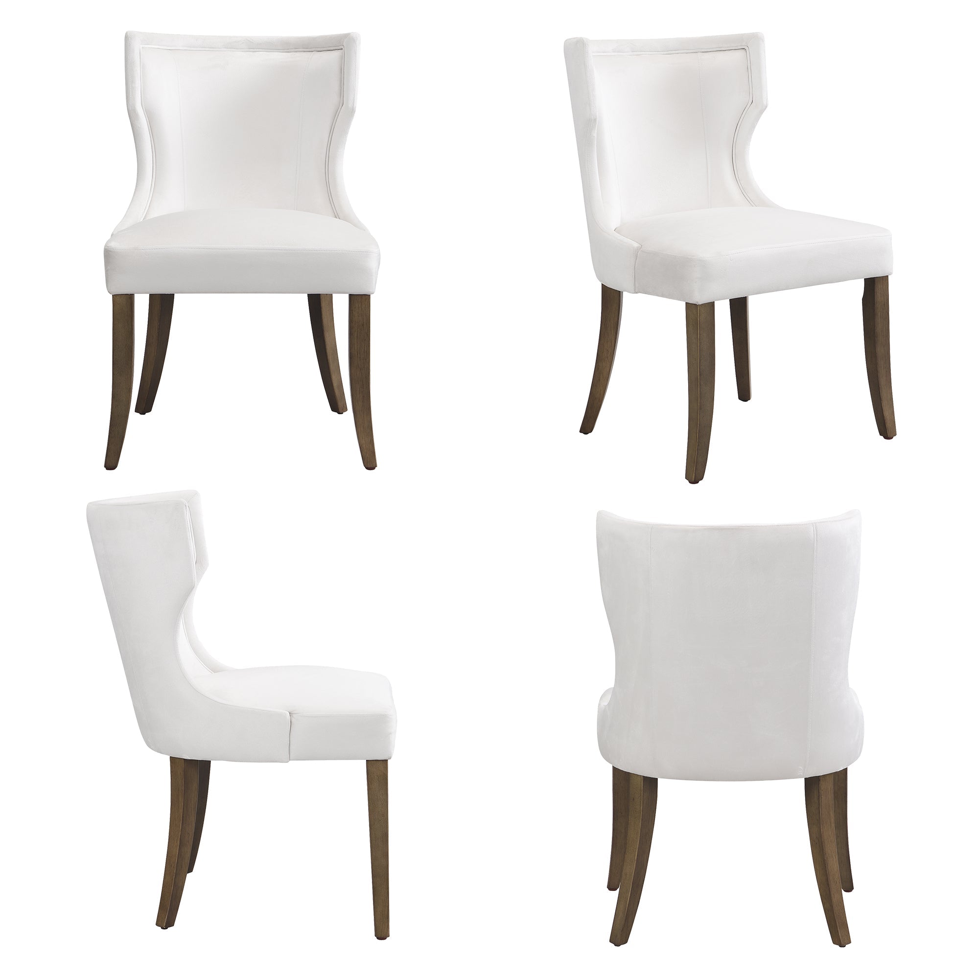 Velvet Dining Chair, Set of 4 with Solid Wood Legs and Thick Cushion, Beige Velvet