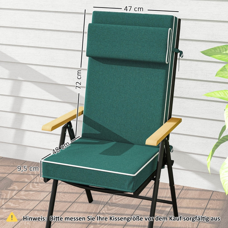 Seat Cushion 120 x 47 x 9.5 cm Water-Repellent with Ties, Headrest, UPF50+ Green