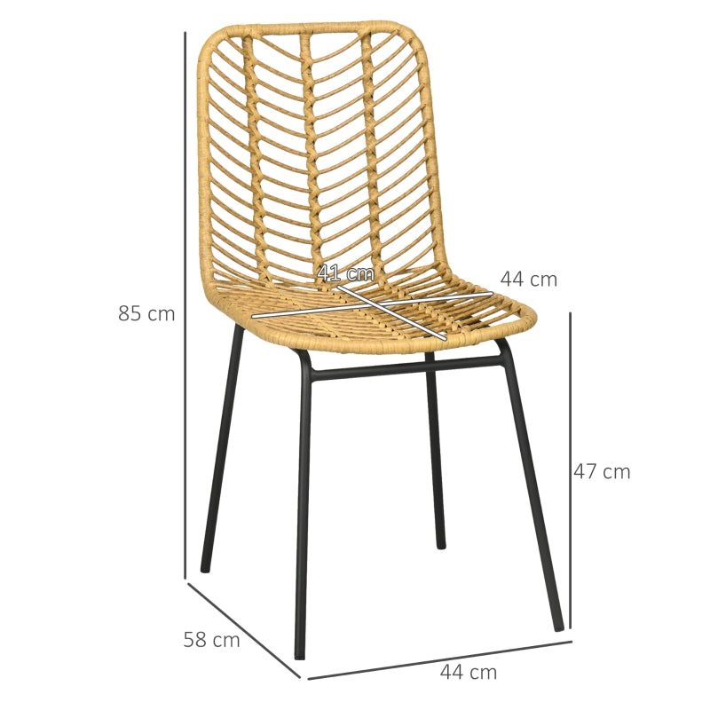 Esszimmerstuhl-Set 2-teilig im Rattan-Look, Stahl, Gelb