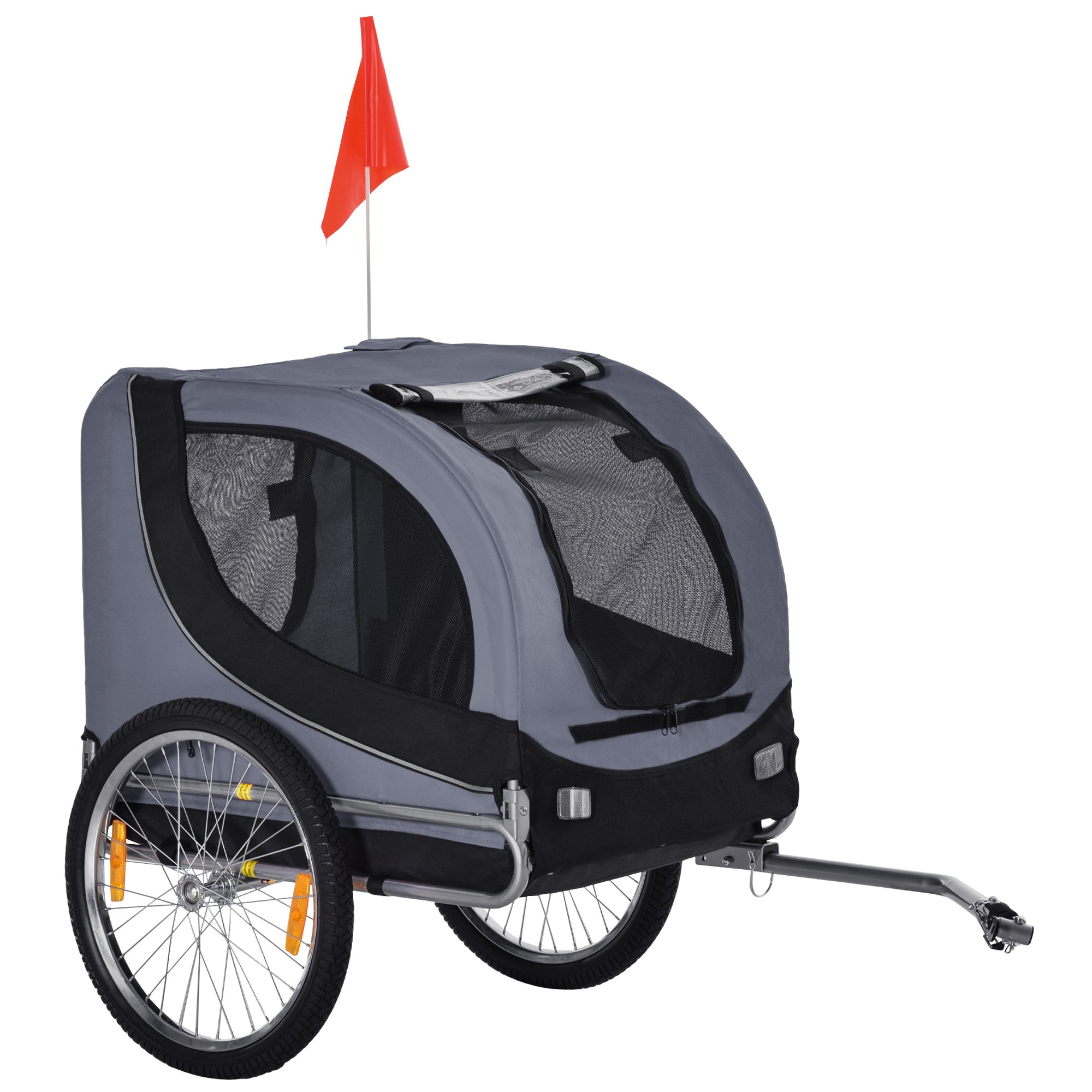 Dog Trailer Bicycle Transporter 130x73x90cm, Grey/Black