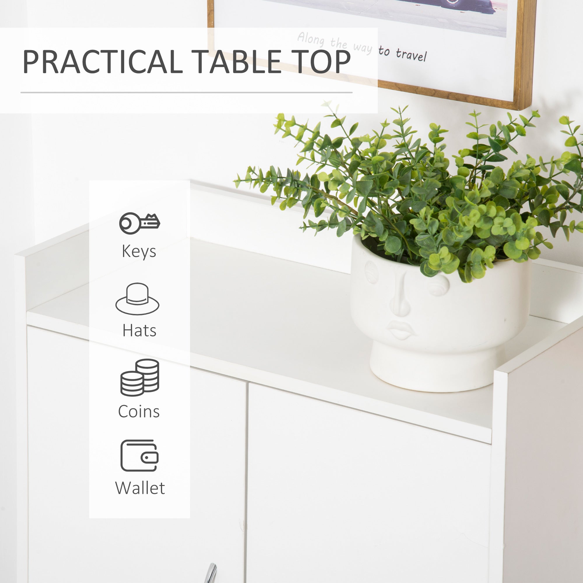 Modern Shoe Cabinet Storage Organizer with Doors and Shelves, White