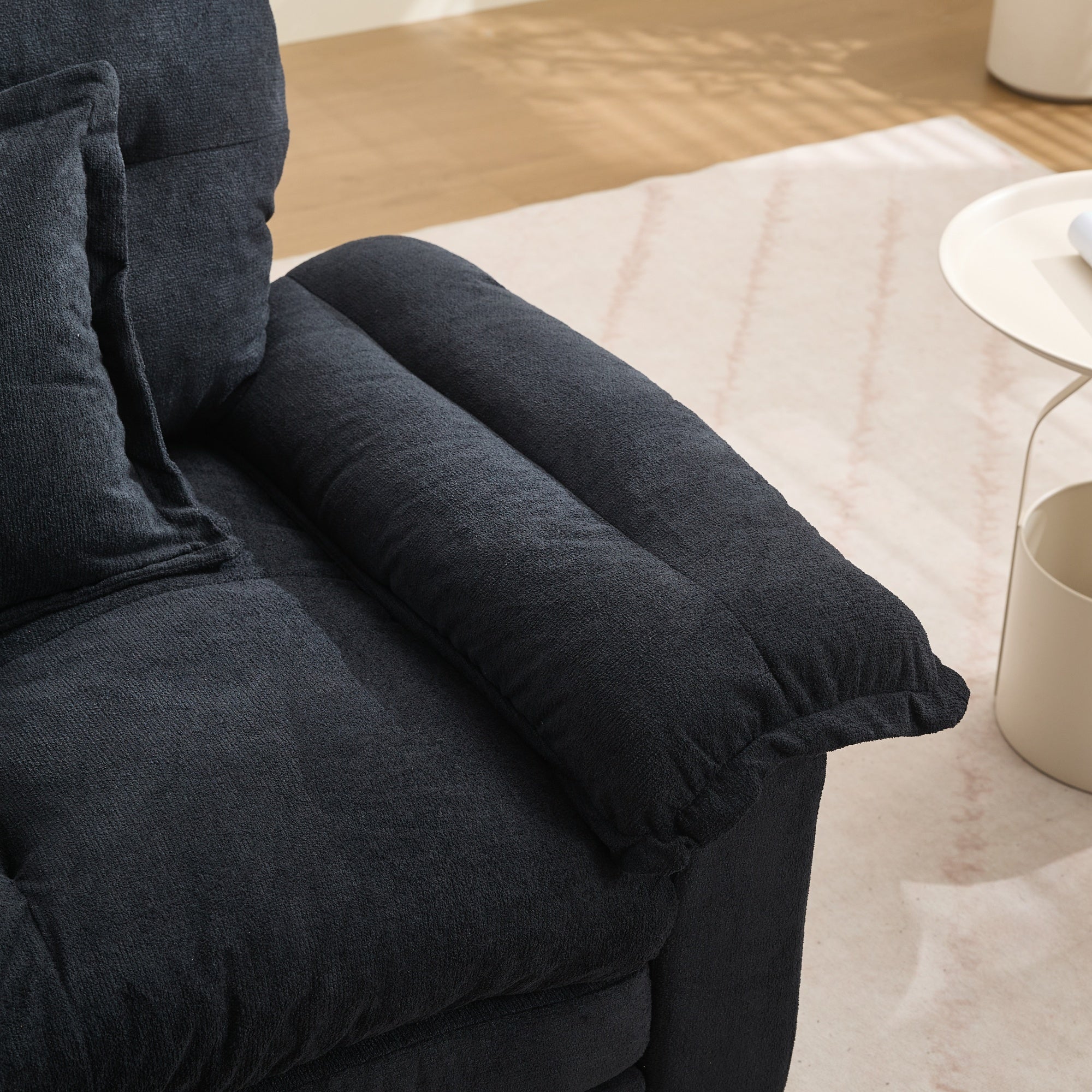 Oversized Chenille Armchair with 360° Swivel and Support Cushion, Light Gray