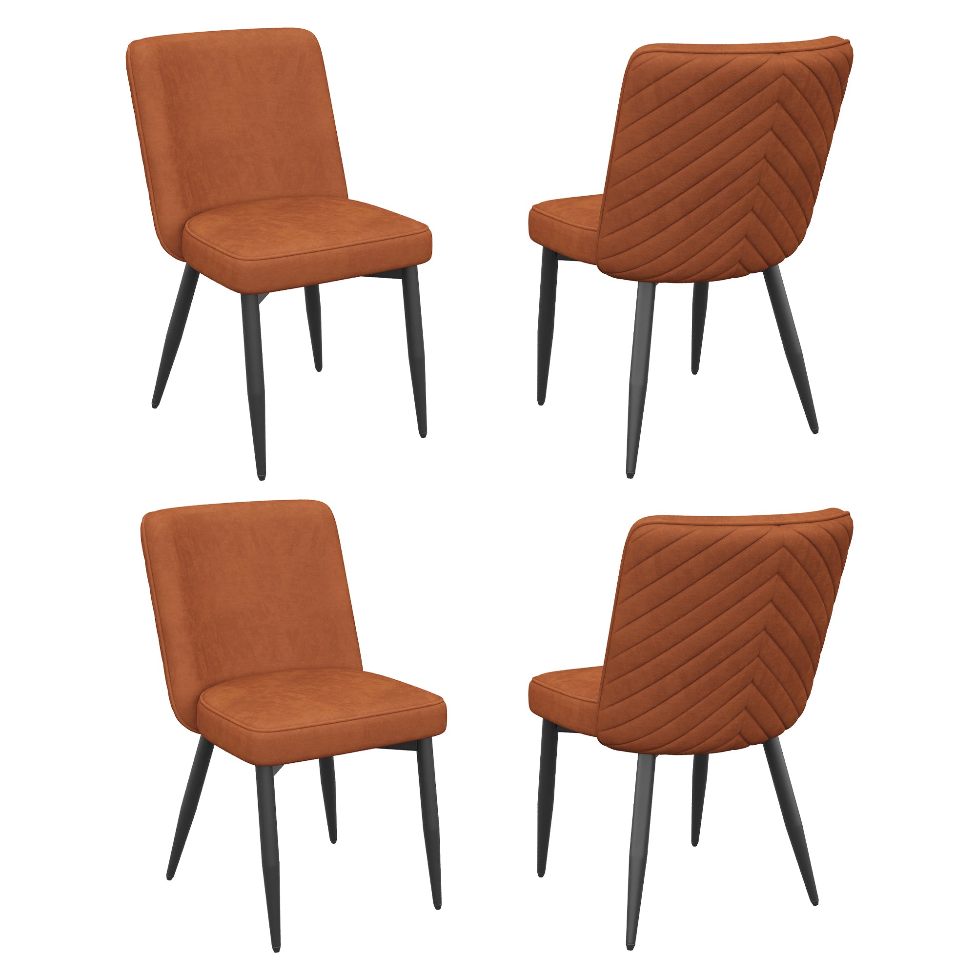Modern Dining Chairs, Set of 4, Comfortable and Breathable, Velvet Fabric and Rust-Resistant Metal