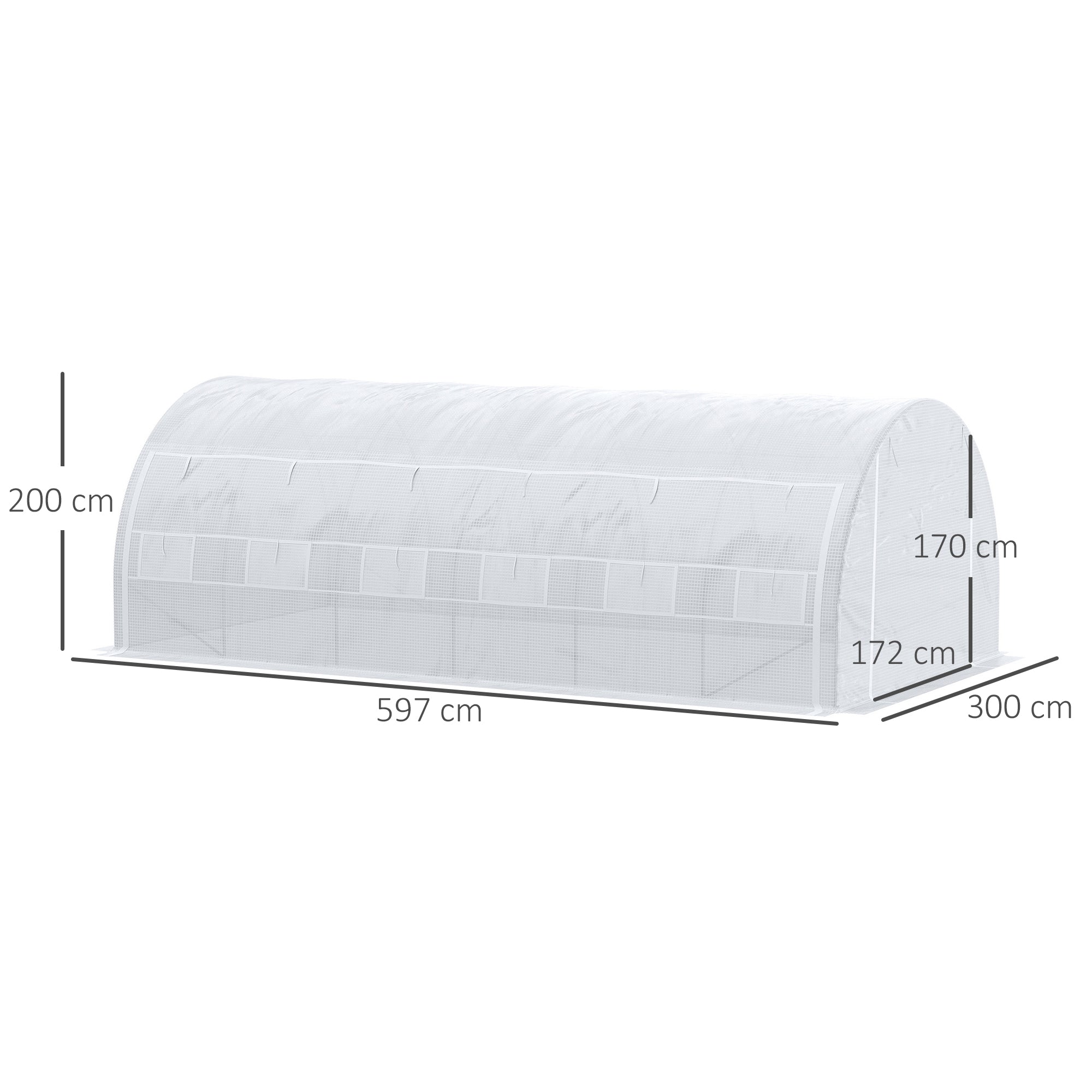 Polytunnel Greenhouse, 6 x 3 x 2 m Walk-in Grow House Tent with Steel Frame, White