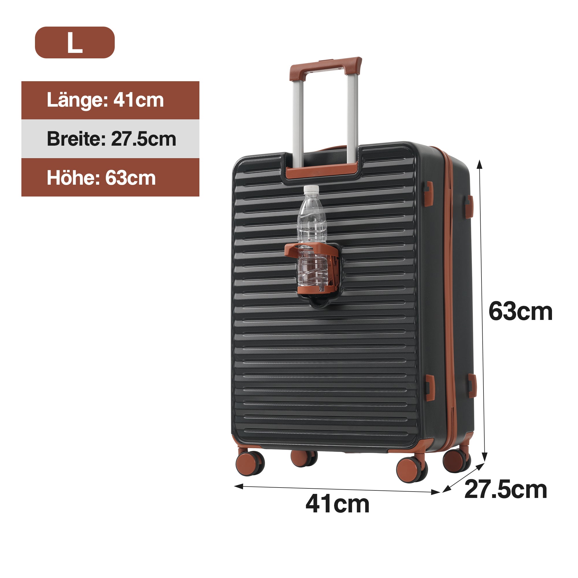 Three-piece Luggage Set – Front-Opening, Foldable Cup Holders, TSA Lock, 360° Wheels, ABS Material