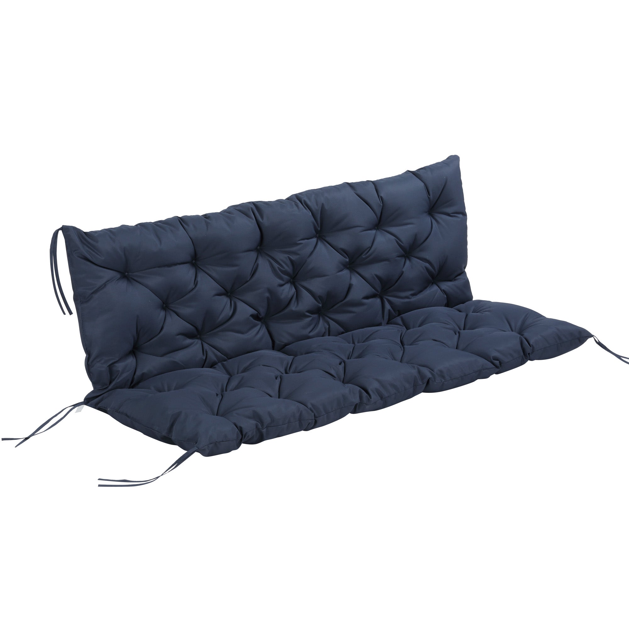 3-Seater Bench Cushion 150x98x8 cm, Outdoor/Indoor Seat Pad with Ties, Dark Blue