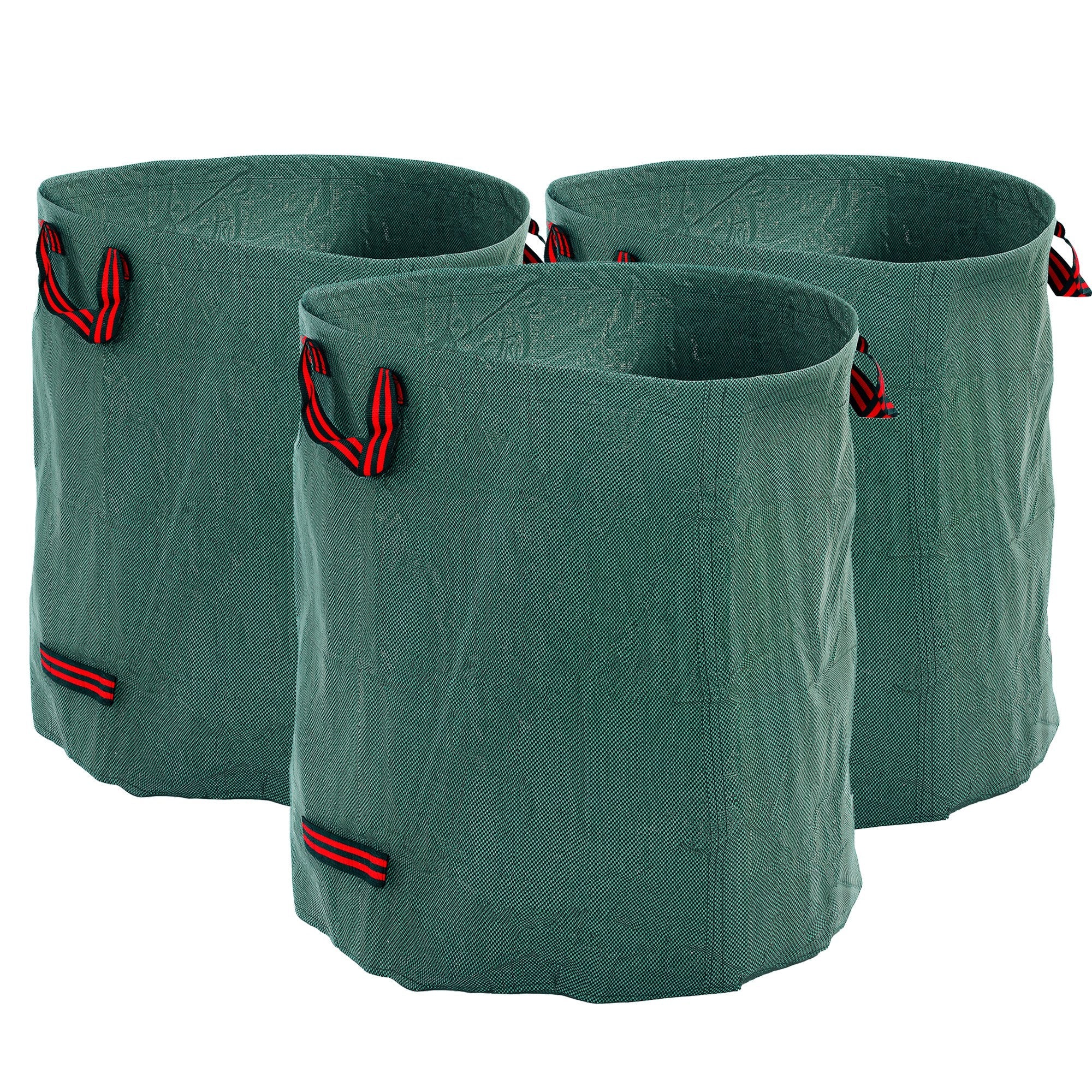 Garden Waste Bags, 272L x 3 Heavy Duty Foldable Reusable with Handles, Green