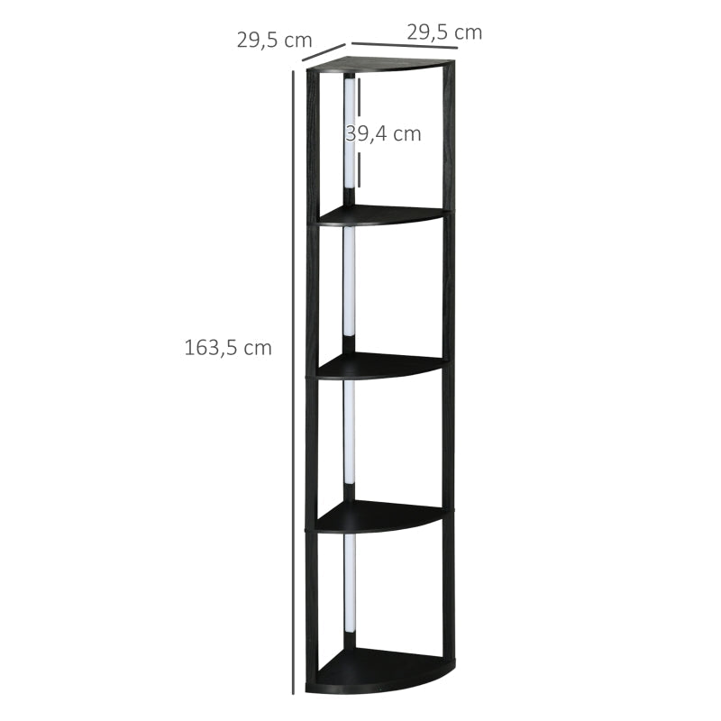 Floor Lamp, LED with 4 Shelves, E27 Socket, 24W, 3 Light Colors, Black