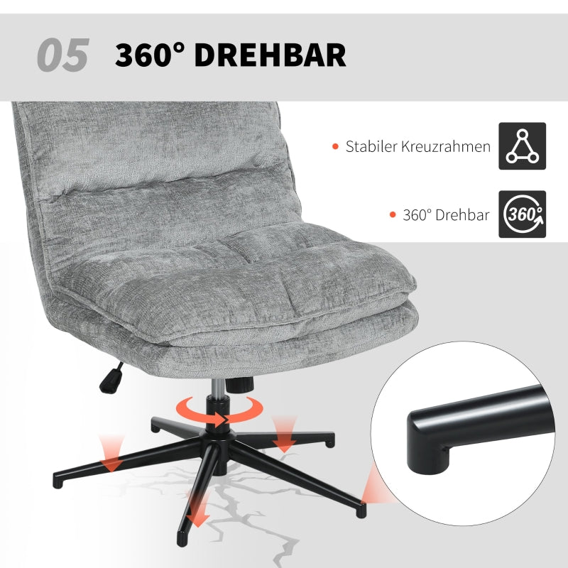 Bürostuhl ohne Armlehnen, drehbar, gepolstert, höhenverstellbar, Stahl, Grau