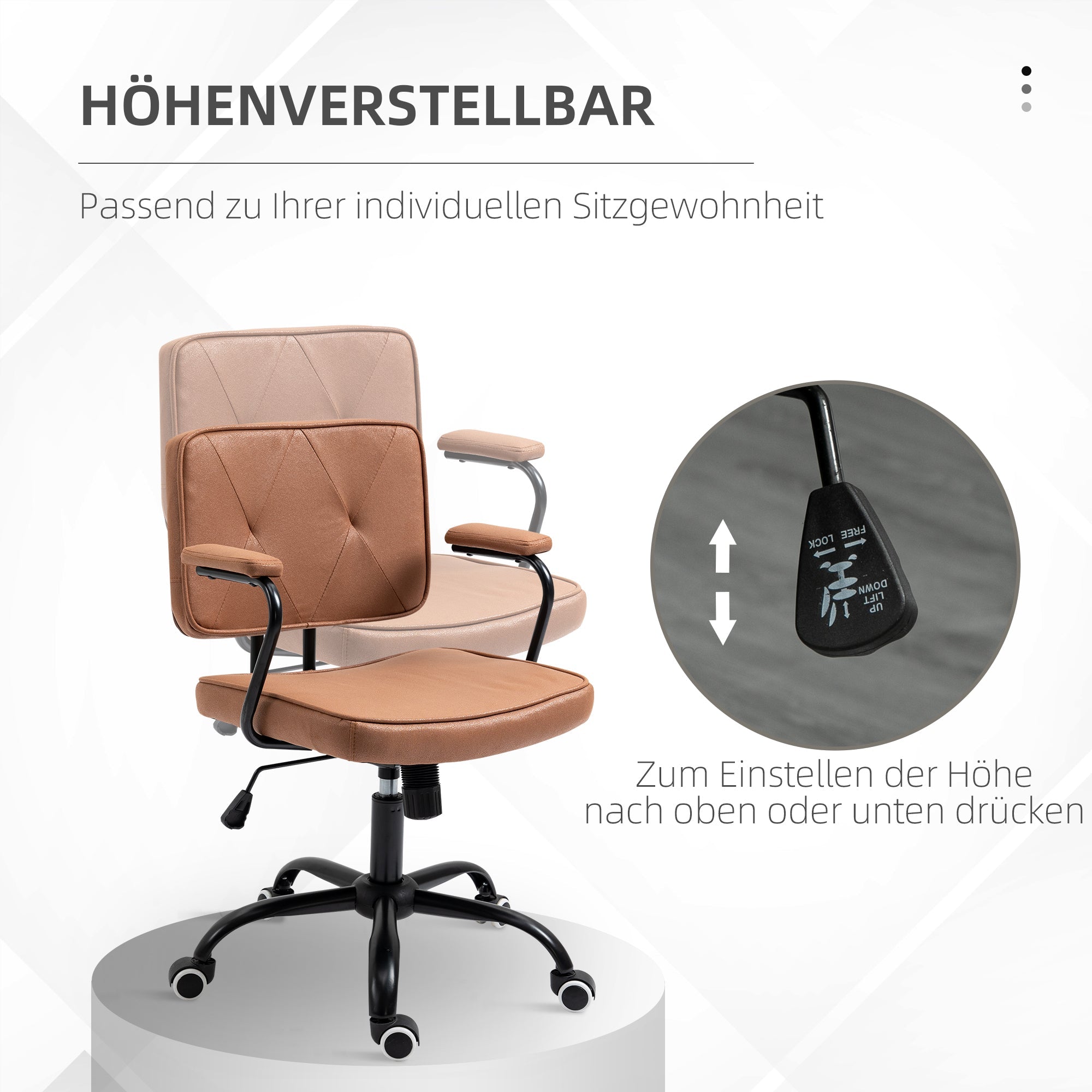Vinsetto Office Chair, Retro Height-Adjustable with Rocking Function, Faux Leather