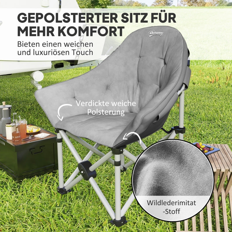 Folding Chair with Side Pocket and Carrying Bag, Padded, 120 kg Capacity, for Outdoor Camping Fishing Garden Beach