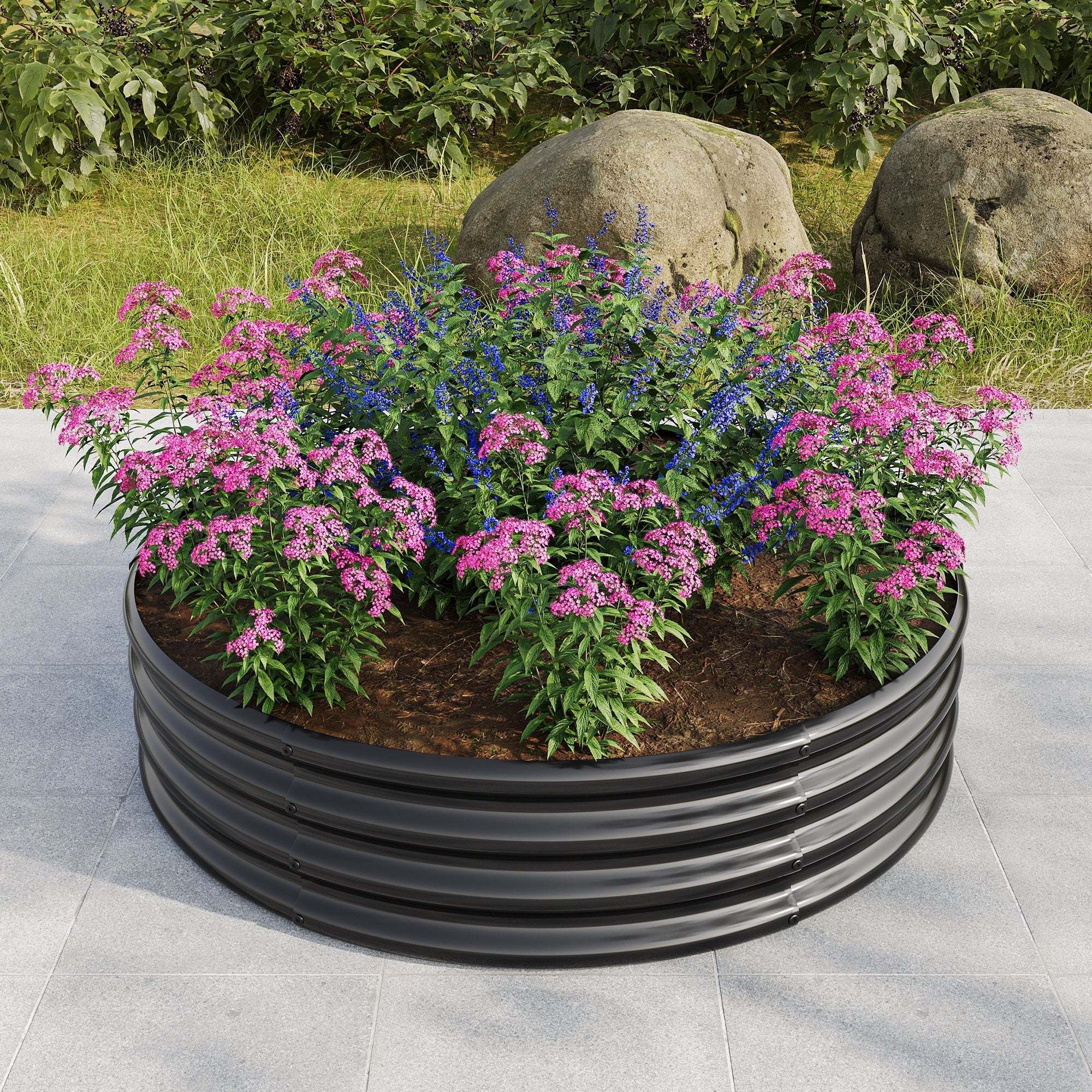 Galvanized Raised Garden Bed, Outdoor Planter for Vegetables, Fruits, Flowers, 2-Pack