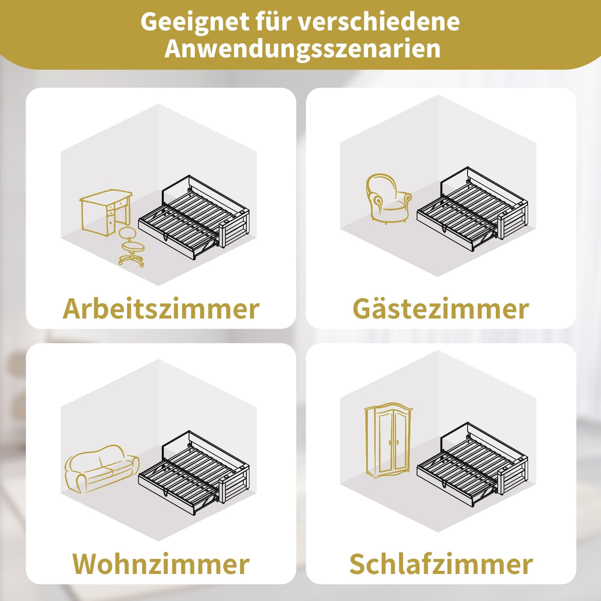 Upholstered Daybed Sofa Bed 90x200cm Pull-out USB/Type-C Armrests Linen Beige
