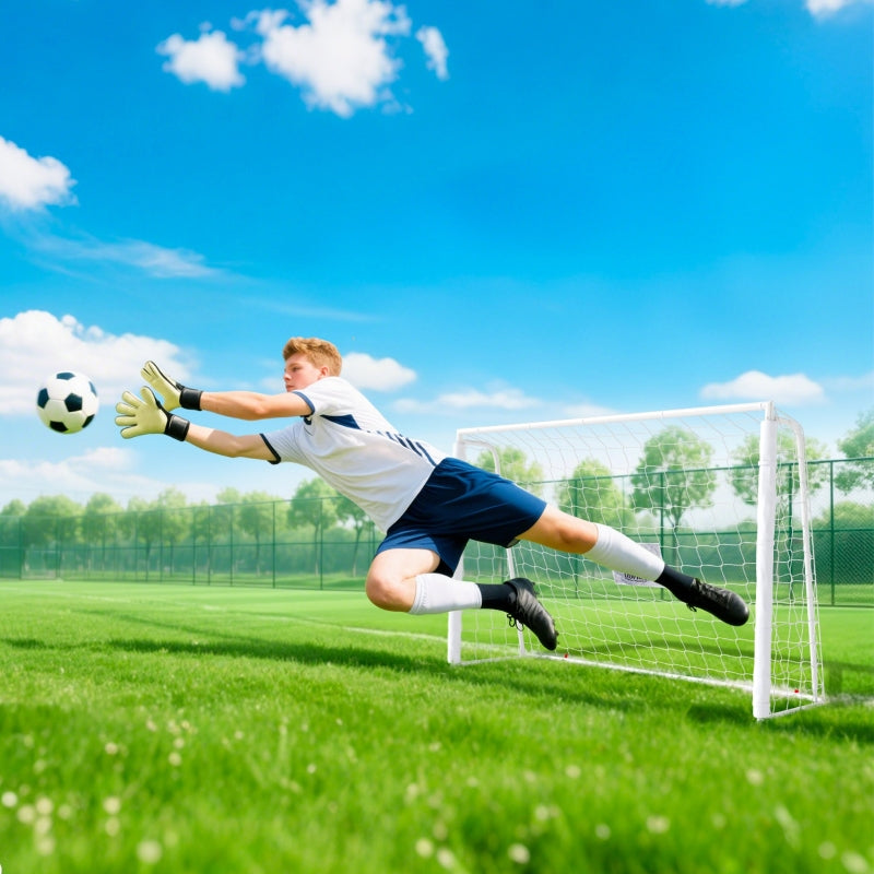Children's Football Goal with Target Marker and Shock-Absorbing Sleeves, 186x123cm, White