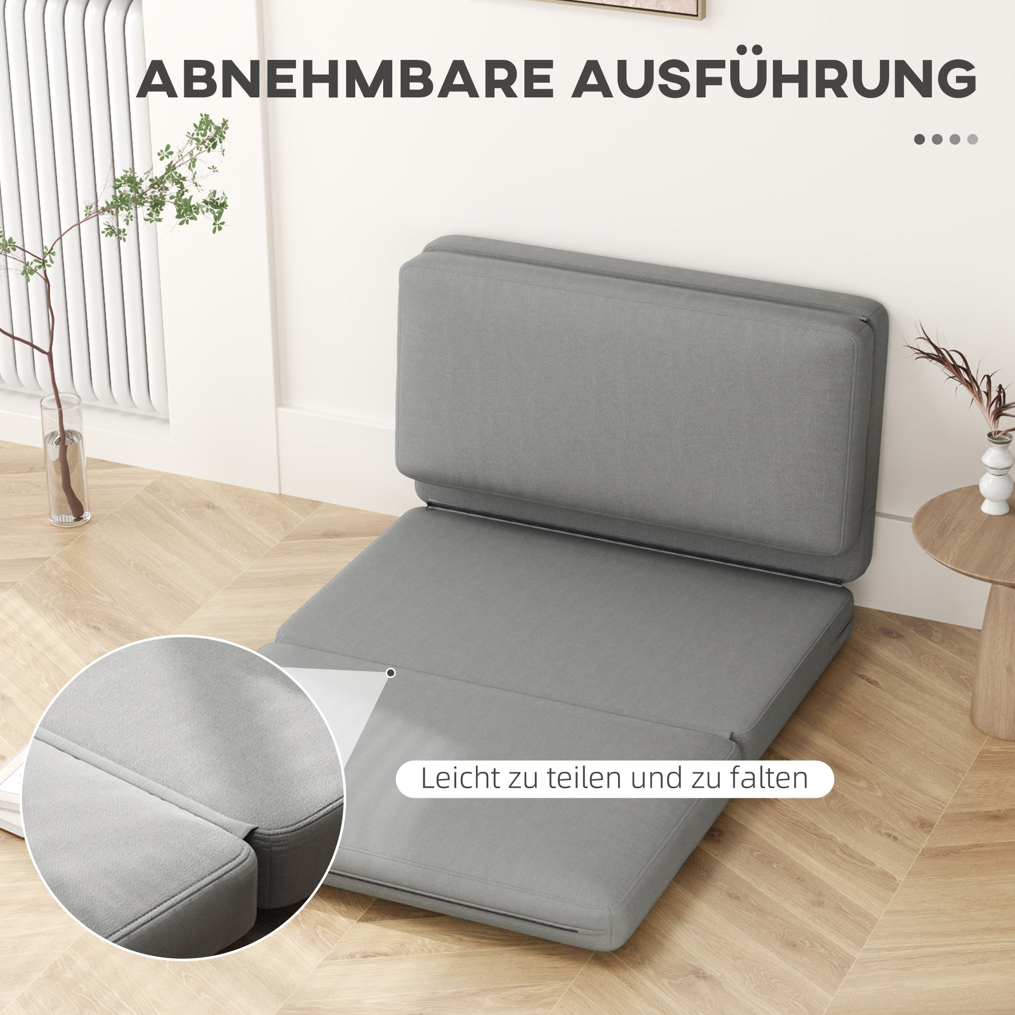 3-in-1 Schlafsofa mit Stauraum, Samt, Hellgrau