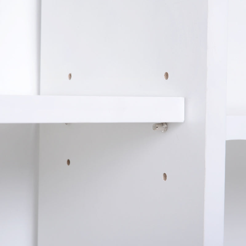 Sideboard Bookshelf Storage Cabinet w/ Adjustable Shelves, Wooden Leg, Two Doors, White