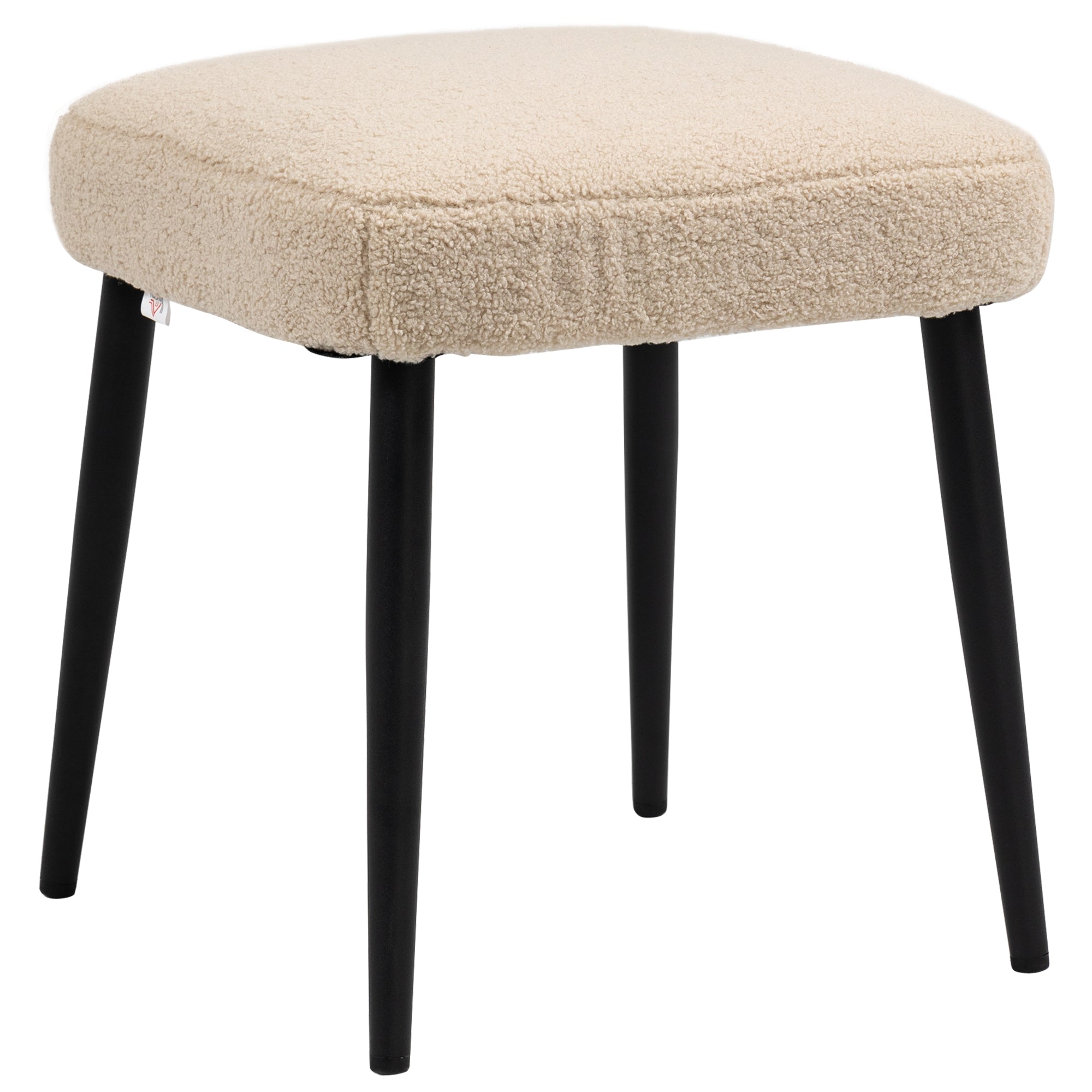 Footstool Square Stool Dressing Stool Steel Legs Cashmere Look Beige